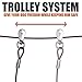 BV Dog Aerial Trolley System Tie Out for Yard - 60ft Dog Run Cable with 10ft Pulley Runner Lead - Heavy Duty Reflective Cable for Dogs up to 125 lbs, Rust-Resistant & Tangle-Free Outdoor Runner