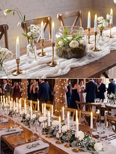 Image of Treela 24 Pcs Flameless Taper Candles Battery Operated ulkB Fake Candles Light LED Candle Sticks Flickering Tapered for Wedding Anniversary Holiday Decoration(Basic,6 Inch,White)