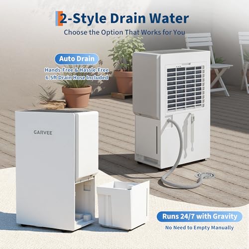 Image of GarveeHome 7000 Sq. Ft Dehumidifier, Max 150 Pint /Day Energy Star Efficient 2025 Smart Compressor Dehumidifier for Basement with Drain Hose, Smart Humidity Control,Dehumidifiers for home