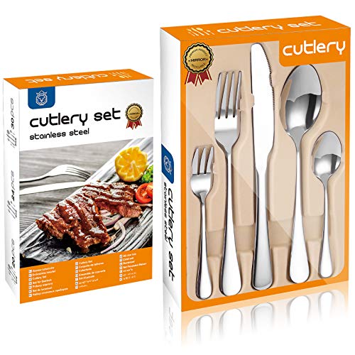 ROSOS Silverware Cutlery Flatware Set 20 Pieces, Forks and Spoons Silverware Set Service for 4 with Gift Box, Stainless Steel Flatware Sets for Dishwasher Safe