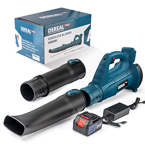 DEREAL PRO Cordless-Leaf-Blower 250 MPH 21V 4.0 Ah MAX Lithium Ion Powerful-Electric Leaf Blower 340 CFM Rechargeable Variable Speed Battery-Powered for Blowing Dust Pet-Hair Snow Leaves Garden House