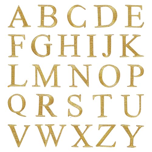 NBEADS 26 Parche de Letra Bordado, Parche de Encaje Bordado, Apliques Decorativos para Coser, Apliques Metálicos para Manualidades, Decoración de Ropa, Reparación de Ropa, Mochila, Oro