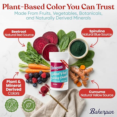 Image of Bakerpan Fuchsia Pink Food Coloring Powder for Baking - 30g Oil Based, Artificial Dye-Free, Plant-Based, Kosher, Gluten-Free - For Buttercream, Chocolate, Candy & Cakes