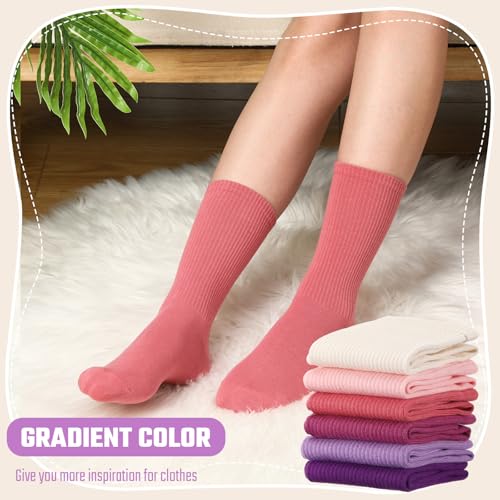 Image of Jadive 6 Pairs Women's Cotton Crew Socks Colorful Soft Casual Gradient Athletic Socks Bootie Socks for Sport Running Walking