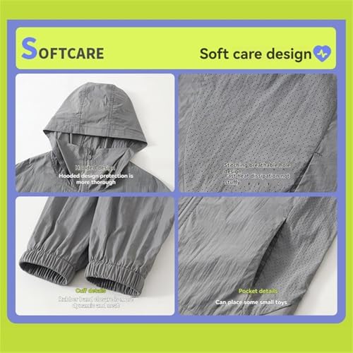 Boys Girls Sun Protection Hoodie Jacket Running Athletic Cooling Shirt Kids Long Sleeve Solid Color Zip Up Coat3