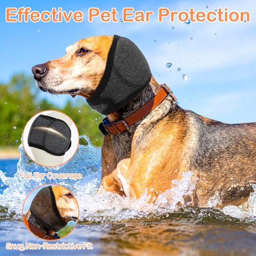 Quilax 1 Stück Ohrenschutz Hund,Hundebad Ohrenschützer,Verstellbar Hunde Ohrschützer zum Schwimmen,Elastische Umwicklung Mit Schalldämmung,Gehörschutz,Hundepflege,Betreuung(Grau,M)