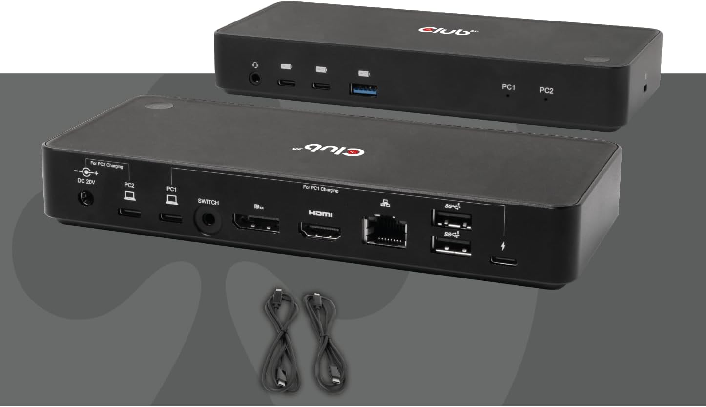 Club3D Displayport/Hdmi Kvm Switch/Dock 4K60Hz for USB, W128827742 (Switch/Dock 4K60Hz for USB Type-C Inputs)