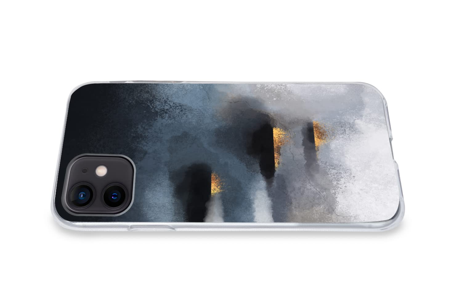 MuchoWow Funda para iPhone 12 - Nubes - Oro - Abstracto - Funda de Silicona/Funda Blanda para teléfono móvil