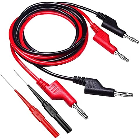 Cleqee 4PCS Multimeter Test Lead Probes Kit 2PCS Dual 4mm Banana Plug Test Leads + 2PCS Back Probe Pins Set Insulated Test Probes Wire Piercing Probe Automotive Puncture Probe Cover