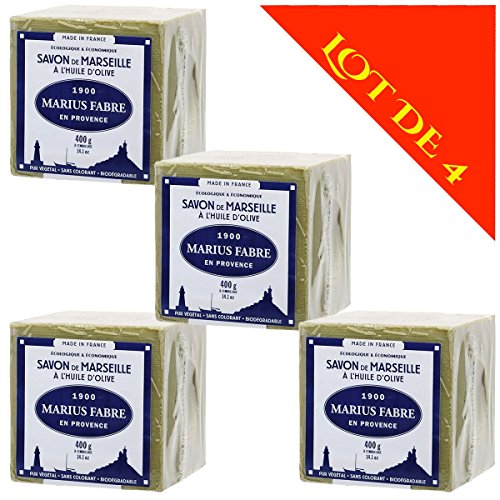 savon de Marseille - Jabón de Marsella ˆ El aceite de oliva cubo de 400 G Marius Fabre (pack con 4 unidades)