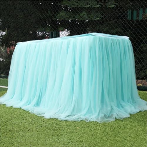 Jupe de table en tulle beige 100x75cm pour décoration mariage et table de fête - 4