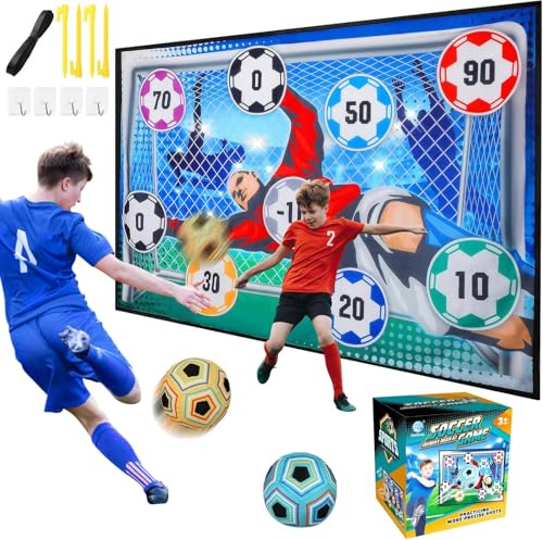 Tomatoys Jogo de futebol para crianças com baliza e bolas de velcro, jogo de treino de futebol para interior e exterior, brinquedo desportivo educativo, crianças dos 3 aos 8 anos