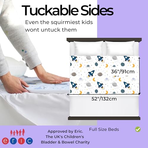 Image of Hygge Sheets Potty Training Pee Pads for Kids, Toddlers - 100% Waterproof, Non Slip Bed Wetting Pad for Full Size Beds - Washable, Reusable Mattress & Sheet Protector - Space