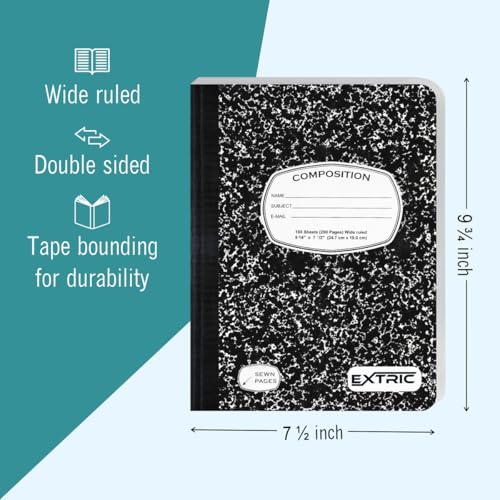 Cahier de composition EXTRIC à lignes larges marbre noir lot de 48 - 2