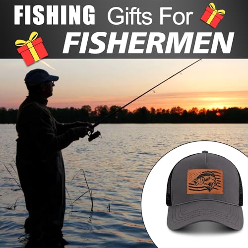 Image of Fishing Hat Fishing Gifts for Men, Bass Fish Flag Hats, Fishing Gear Accessories Stuff, Adjustable Fishing Trucker Hat