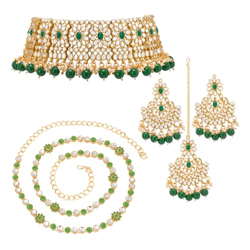 Image of Peora Crystal Faux Pearl Necklace & Jewellery Set Gift for Women