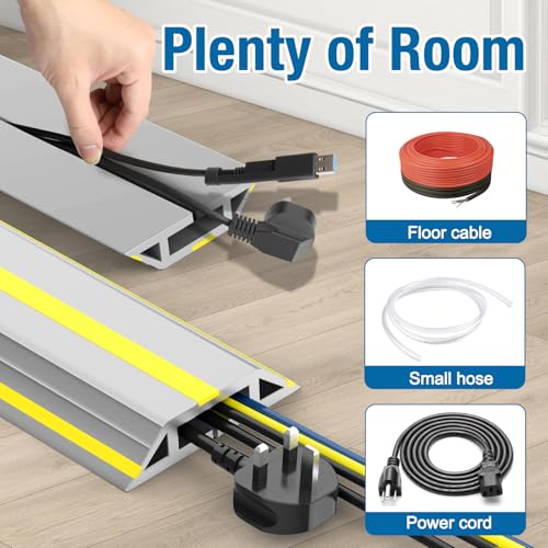 Image of Eapele Floor Cord Cover 4ft Cord Covers for Wires on Floor, Heavy Duty Extension Cord Cover, Rubber Floor Cable Cover, Prevent Trip Hazard for Sidewalk Home Office Outdoor or Indoor Settings
