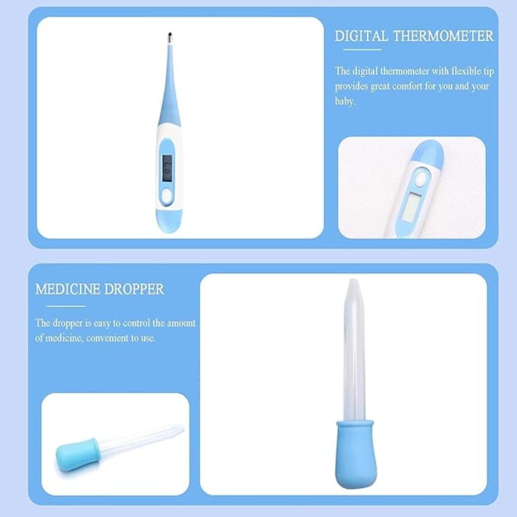 ROMYCRON Baby Care Kit for New Born 10 in 1 Baby Grooming Kit with Thermometer, Healthcare, Nail Cutter, Finger Brush, Hair Brush, Comb, Scissor Gift Set for Infants and Toddlers ROMYCRON Baby Care Kit for New Born 10 in 1 Baby Grooming Kit with Thermometer, Healthcare, Nail Cutter, Finger Brush, Hair Brush, Comb, Scissor Gift Set for Infants and Toddlers