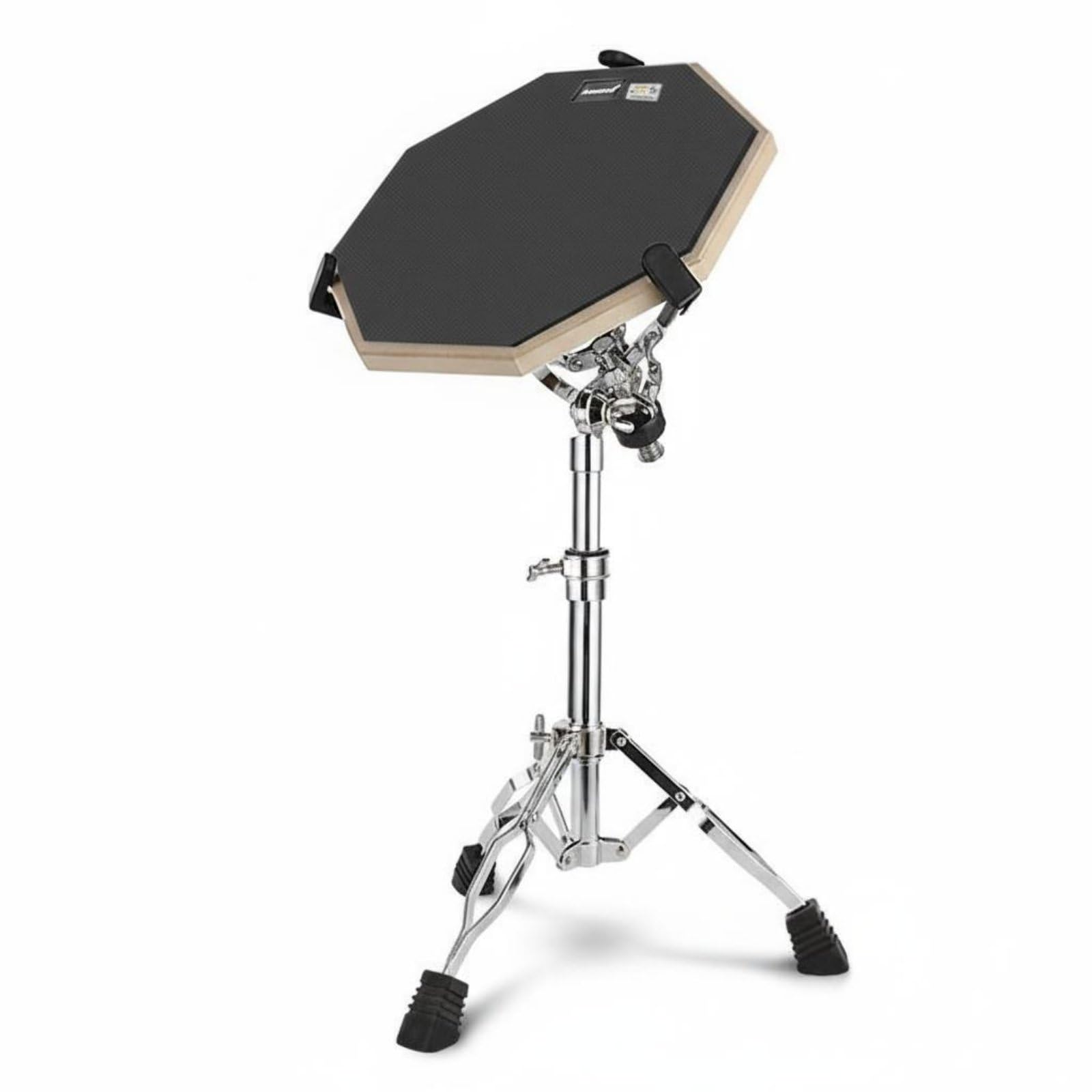 Drum Pad Allenamento Batteria Tappetino Percussioni Silenzioso Superficie in Gomma Testurizzata Base in Pioppo con Cavalletto Elettroplaccato Regolabile Adatto a Principianti Casa