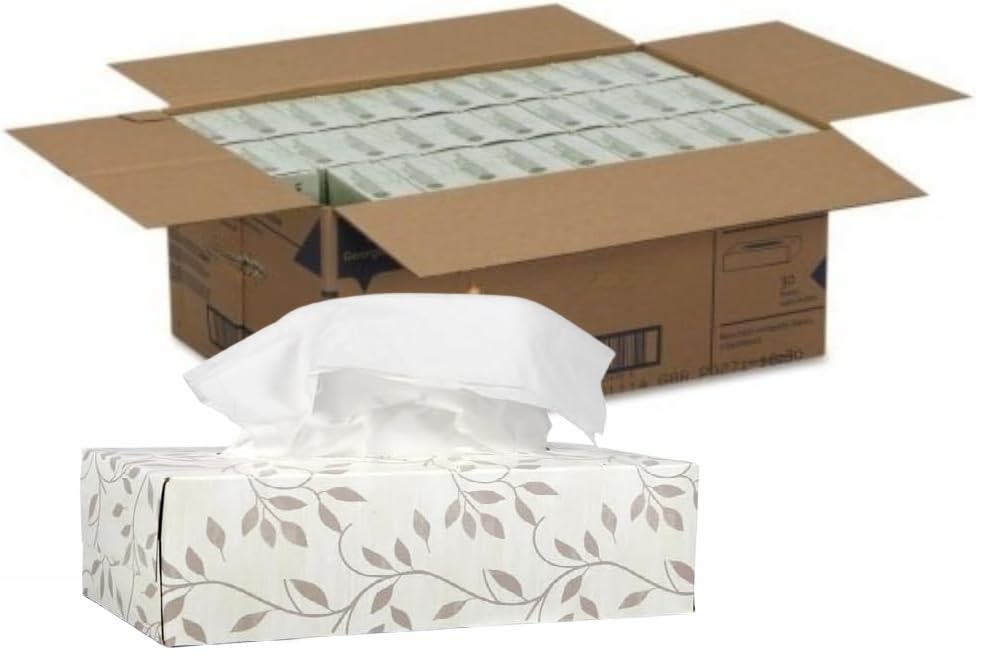AmeriCan Goods Professional Bulk 30/Box Facial Tissue 2-Ply 100 Count Tissues/Box, White, Soft Facial Tissue Essential Softness