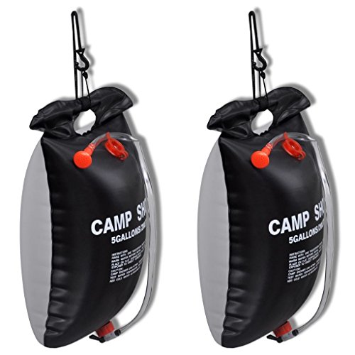 2er Set Solardusche PVC mit Ventil Campingdusche Gartendusche Pooldusche 20L 59,5 x 40cm Schwarz für den Außenbereich