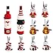 FRUMOASE Bolsita para Cubiertos Navidad con Bolsa Botella Vino Navideña Adorno Mesa Sostener Cuchillo Tenedor Cuchara Papa Noel Renos Muñeco de Nieve para Decoración Casa 10 Unidads