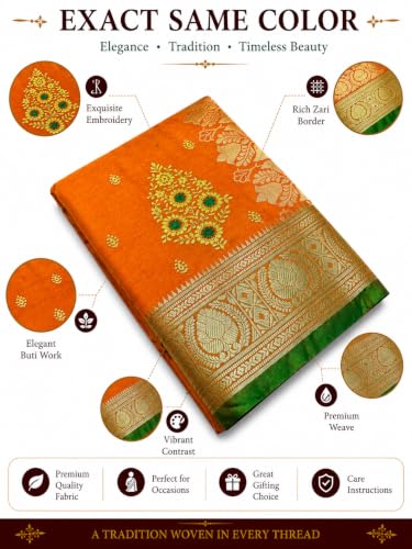 Image of Women's Glory Banarasi Satin Silk Saree with Embroidery Design