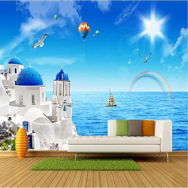 Wffmx Aangepaste foto 3D Romantisch Zeegezicht Malediven landschap muurschildering 3D woonkamer bank tv achtergrond muurdecoratie schilderij behang - 350 x 245 cm