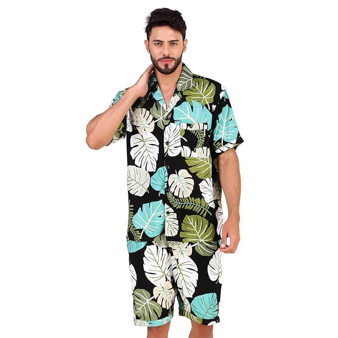 100% Cotton Summer Co-ords | Breathable Fabric | Tropical Print | Must Have for Travel | Men Shorts and Shirt Set | Loungewear | Nightwear | Softest Coord-image-29