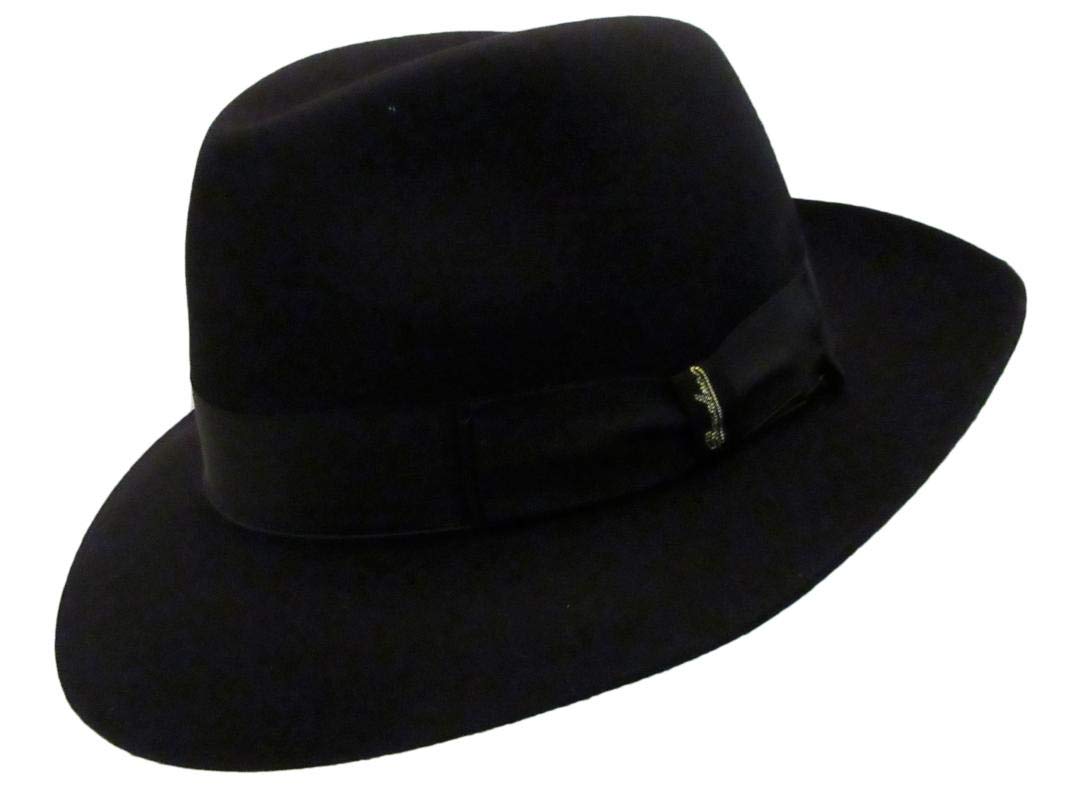 Borsalino Beaver MAESTOSO Fedora W/Custom Beaver HAT Box Black