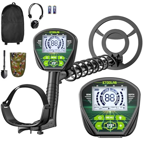 Image of ETOOLAB Metal Detector for Adults, 10" IP68 Waterproof Search Coil, 5 Modes