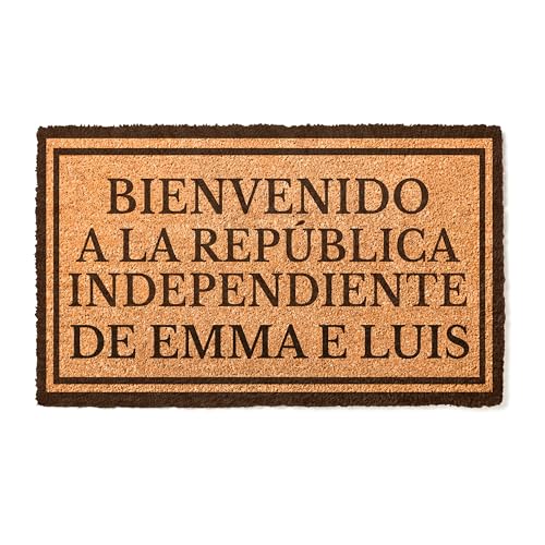 Made in Gift Felpudo Personalizado de Fibra de Coco 70x40cm con Nombre y Diseño República Independiente para Regalo Original