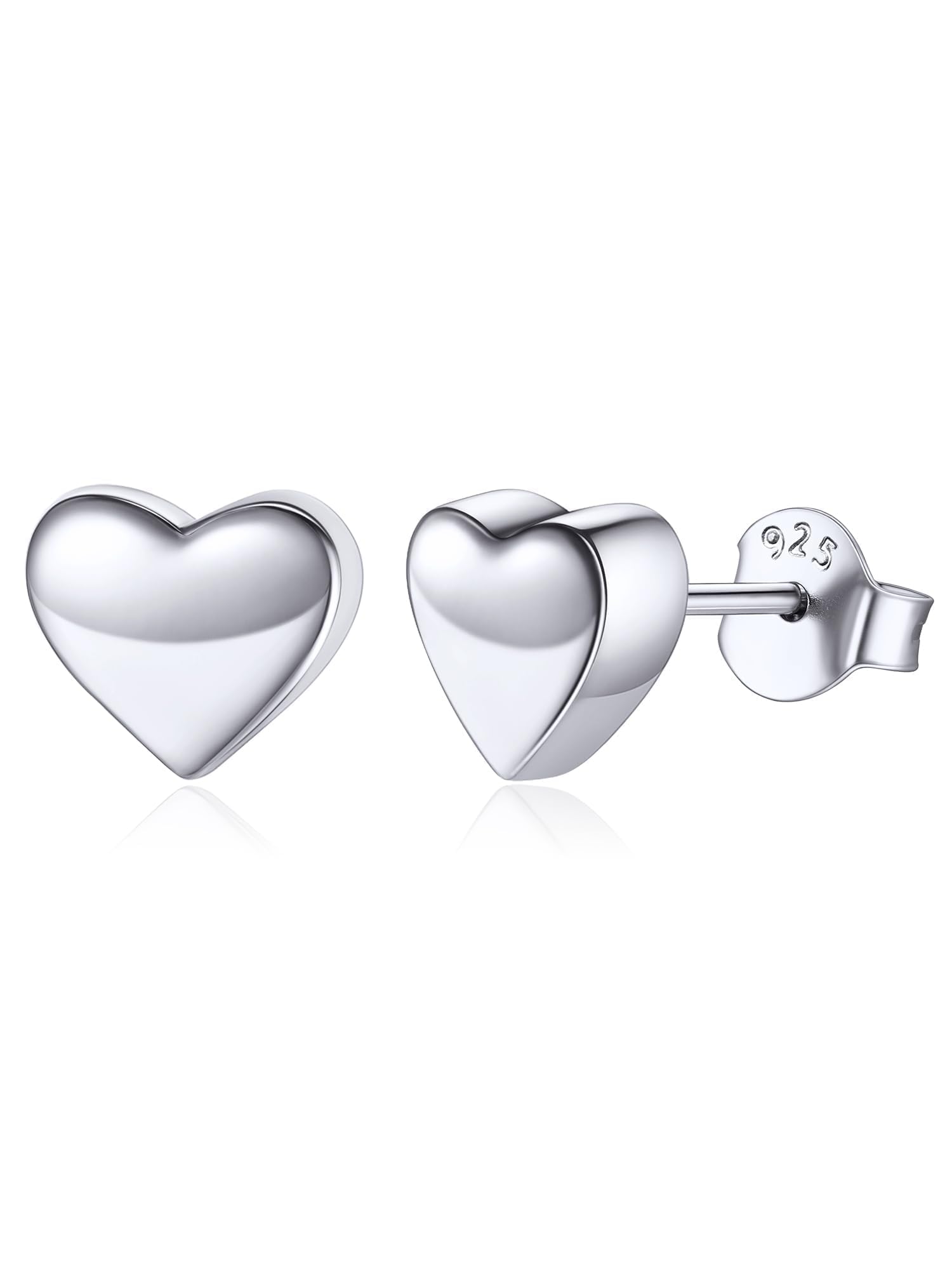 ChicSilver Hypoallergenic 925 Sterling Silver Stud Earrings, Dainty Simple Heart/Star/Moon/Lightning/Butterfly Earrings for Women