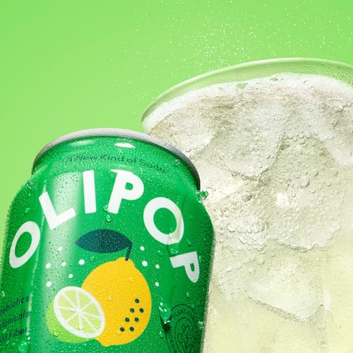 Image of OLIPOP Prebiotic Soda Pop,Lemon Lime,Pantry Pack Packed with Prebiotics,Fiber,and Botanicals,Gluten Free,Vegan,GMO Free,12oz,(Pack of 24)
