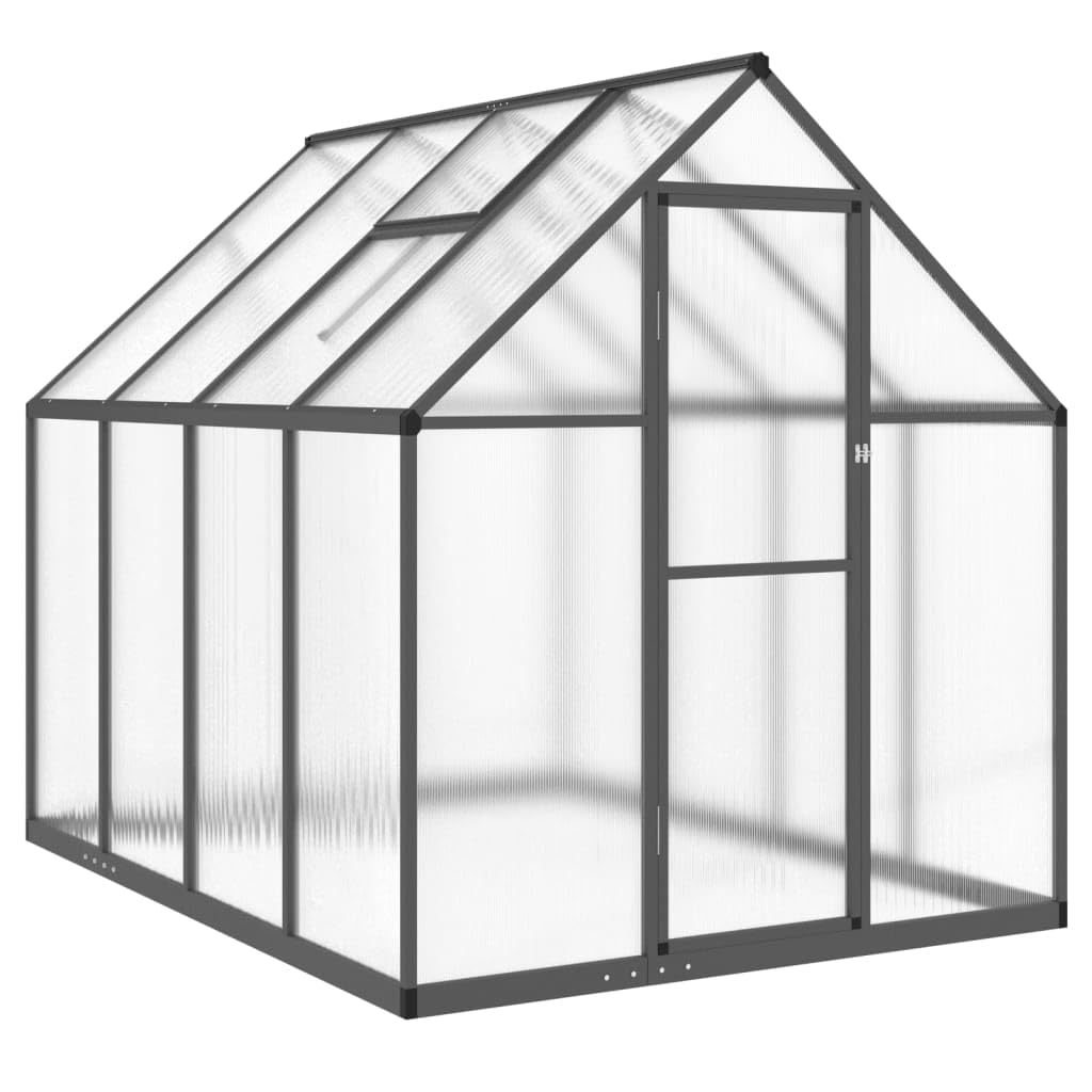 Aluminiowa i poliwęglanowa szklarnia ogrodowa na zewnątrz warzywa sadzonka dom z oknem i drzwiami zimowy schronienie dla roślin antracyt 224 x 169 x 195 cm