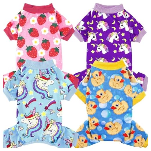 4-Pack Adorable Dog Pajamas for Small Dogs