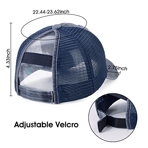 Image of HH HOFNEN Ponytail Hat for Women Washed Distressed Baseball Cap Ponycaps
