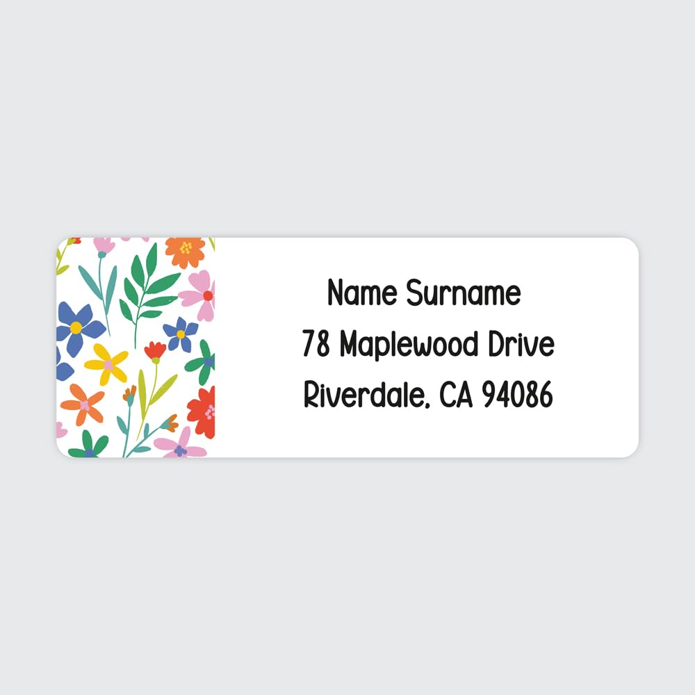 Dotty about Paper Personalized Summer Ditsy Flowers - Return Address Labels x 100 — image 1