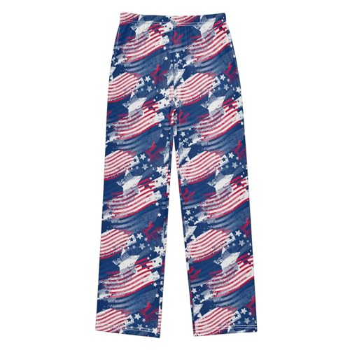 Boys' Pants USA Flag Print Long Bottoms Jogger Pants Elastic Waist Trousers with Pockets S-XL