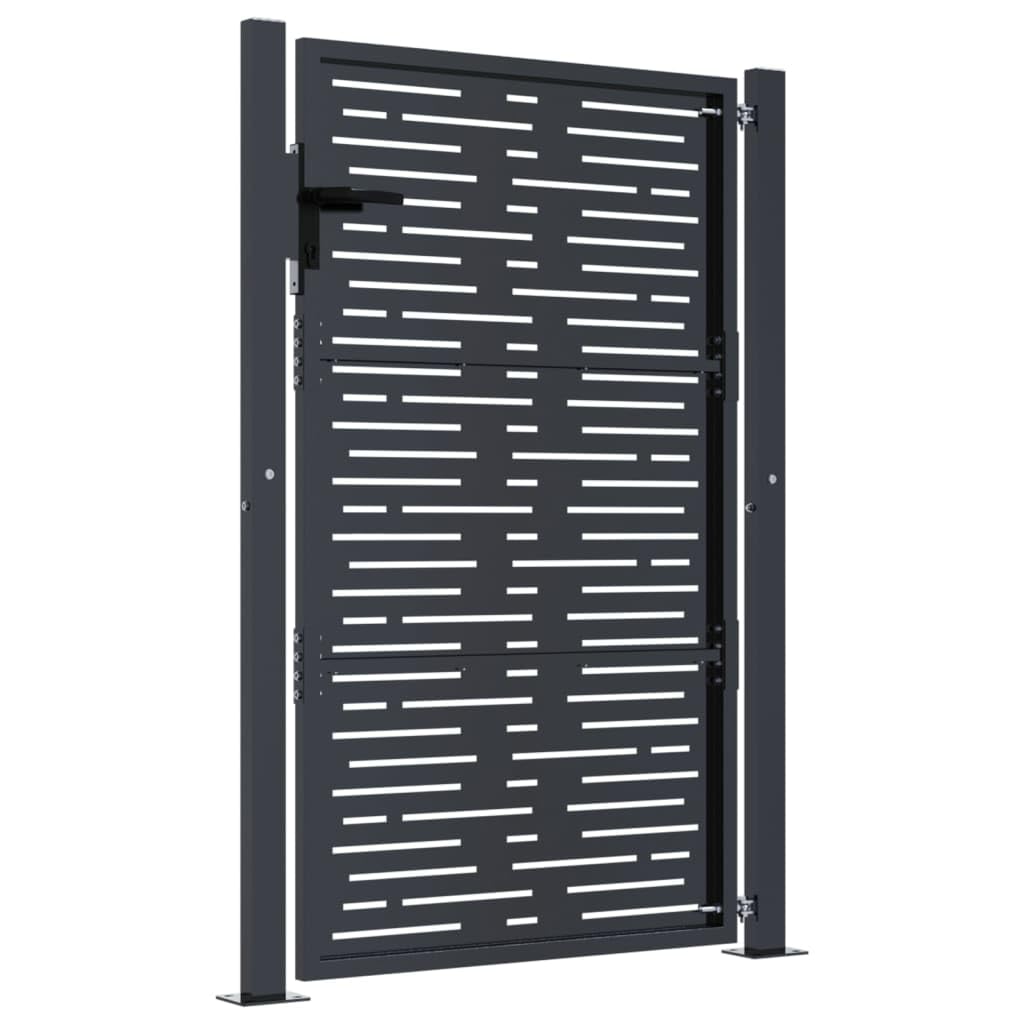 vidaXL Portail de Jardin, Portillon de Patio, Barrière de Sécurité, Porte d'Extérieure Terrasse, Anthracite 100x125 cm Acier Conception de Carré