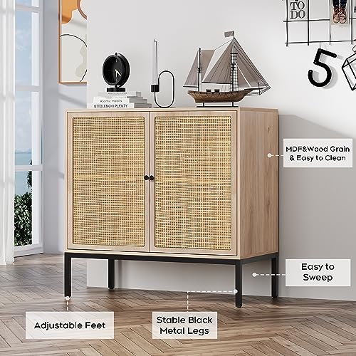 Brafab QH207D Set Of 2 Sideboard Buffet Cabinet With Storage, Sideboard Cabinet With Natural Rattan Decorated Doors thumb #4