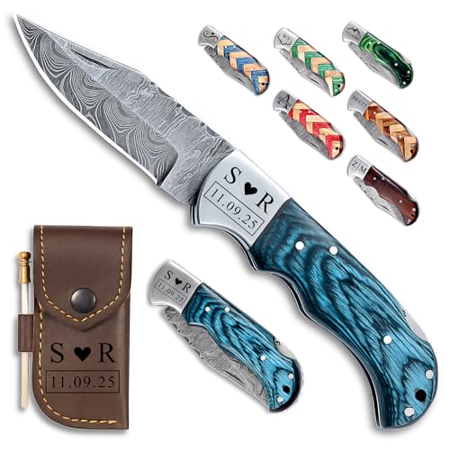 Custom Damascus Pocket Knife