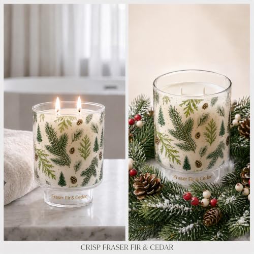 Homsolver Fraser Fir & Cedar Pine Candle, 14 Oz Large 2-Wick Christmas Candles, Winter Forest & Christmas Fragrance, Long Lasting Coconut Soy Wax for Home Decor, Winter Holiday Gifts - Image 2