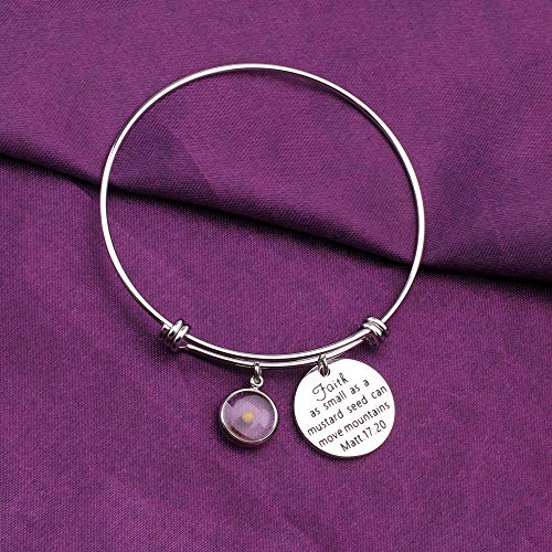 Pulsera de semillas de mostaza con fe de acero inoxidable ajustable para mujer 5