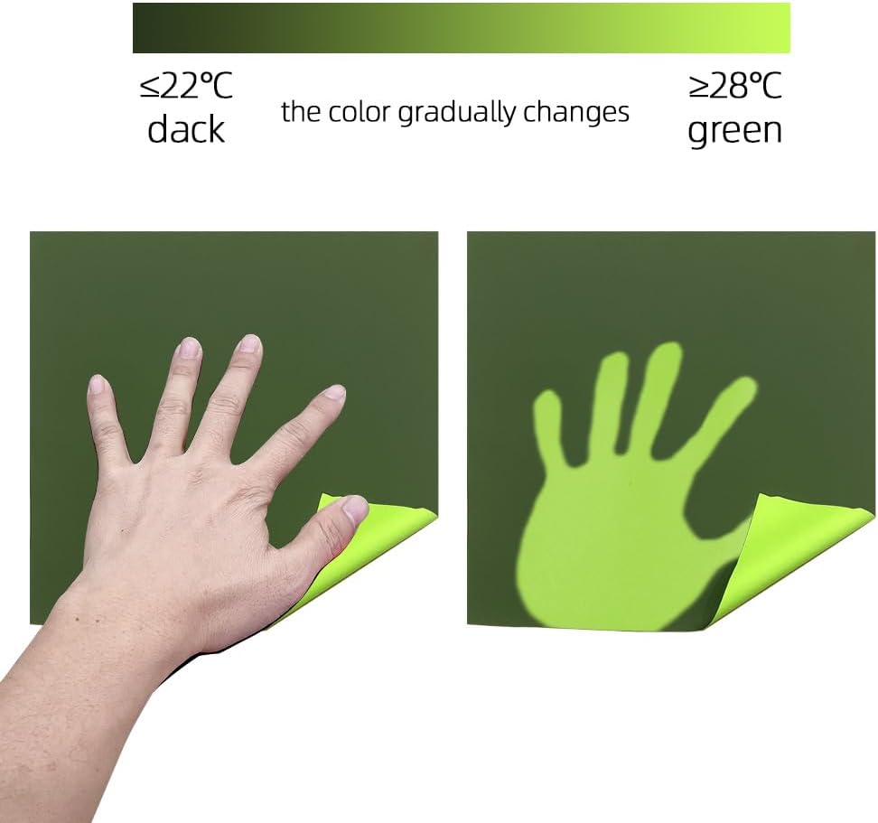 Thermochromic Heat Reactive Fabric Temperature-Sensitive Color-Changing Cloth Ideal for DIY Home & Commercial Use in Sun Protection Clothing, Down Jackets, etc. (Black to Green)