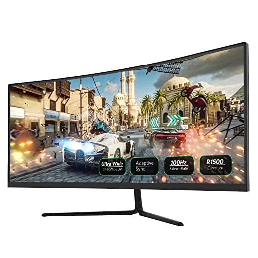 29" Curved 100Hz LED Gaming Monitor Full HD 1080P Ultra Wide HDMI DP Ports with Speakers, VESA Wall Mount Ready(DP Cable Included)
