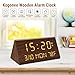 Kogonee Wooden Digital Alarm Clock, 0-100% Dimmer, 2 Alarm Settings, Weekday/Everyday Mode, 9 Mins Snooze, 12/24H, Temperature and Date Display for Office, Travel, Bedroom Alarm Clock (Brown)