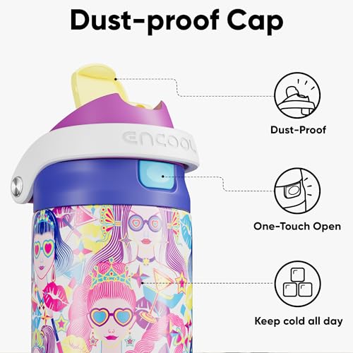 ENCOOL Leakproof Insulated Water Bottle with Straw Dual-Sip Water Bottle Bag-Safe Design for Work, Commute & Gym – Keeps Drinks Cold All Day, 24 oz, Party Trendy — view 2