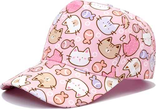YeeHeen Kids Baseball Cap Cute Prints Cap Adjustable Sun Hat for Girls Cat A