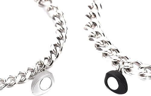 Vista 5 de 2 piezas Juego de pulseras magnéticas para parejas, pulsera de cadena cubana, pulsera magnética de corazón de durazno, pulsera de promesa